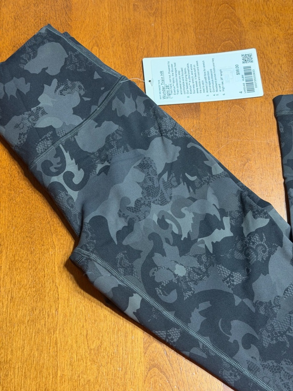 lululemon athletica Black Charcoal Camo Paisley Wunder Train HR Tight 28"